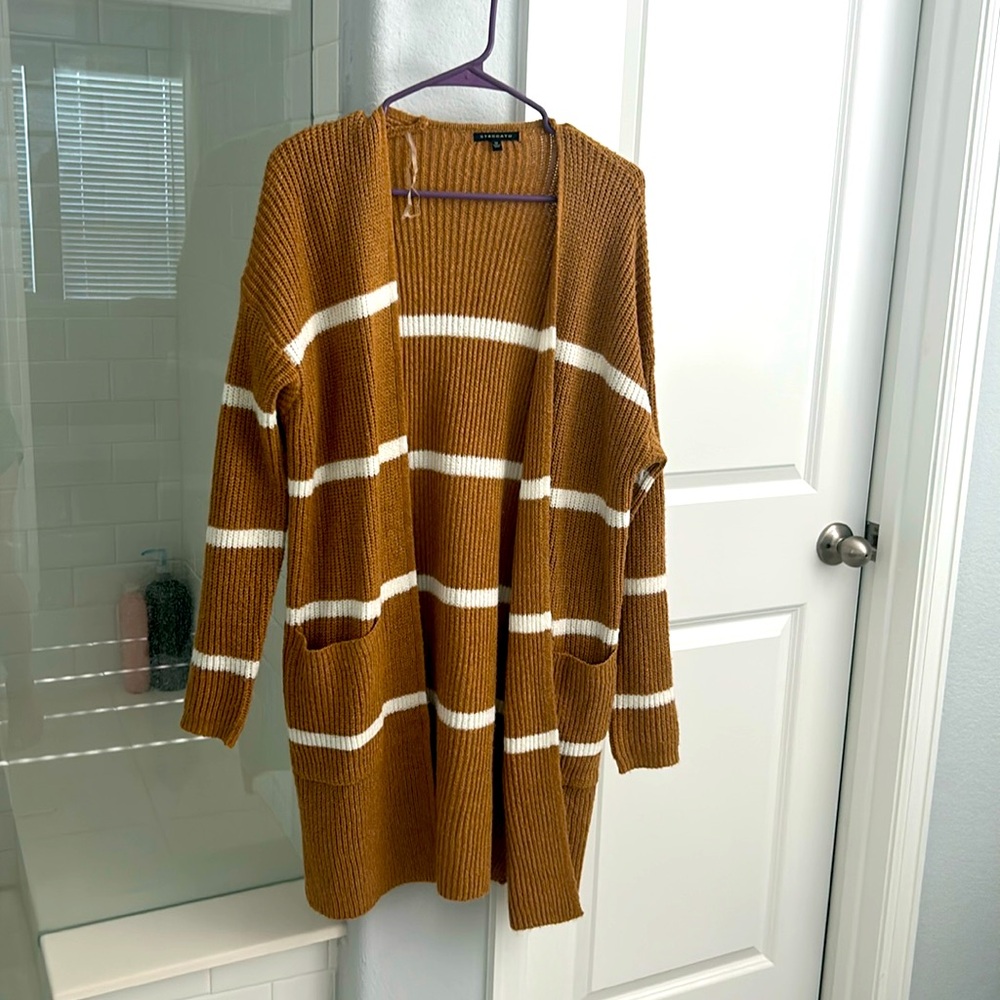 Yellow and white striped cardigan